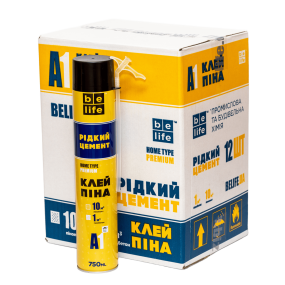 Ящик клей-піни BeLife 12шт/750мл рідкий цемент Standart Premium A1 (GF-750)