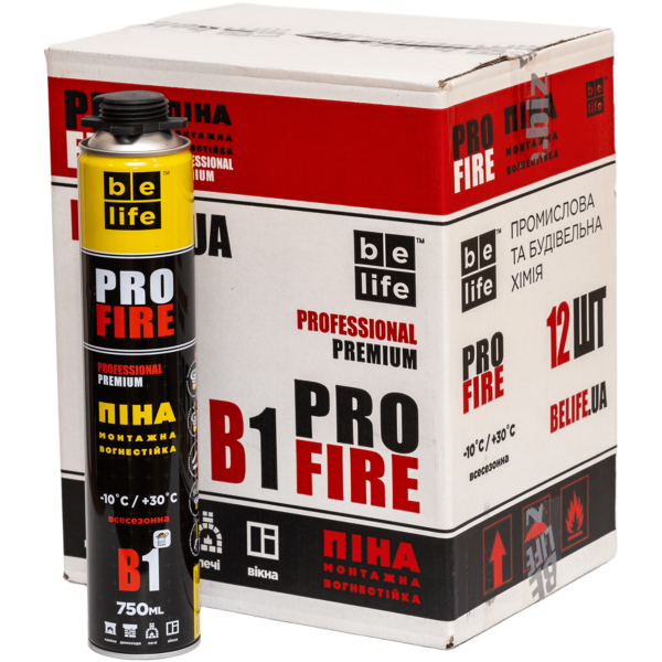 Ящик 12шт/750мл противопожарной монтажной пены BeLife FIRE PRO B-1, 750 мл (PFR-B1)