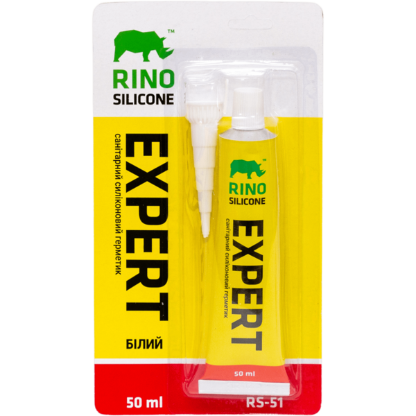 Санитарный силиконовый герметик Rino EXPERT RS-51 (Белый), 50 мл