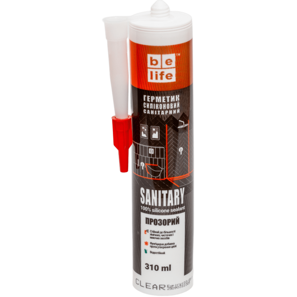 Санитарный силиконовый герметик (Прозрачный SS-310), 310 мл