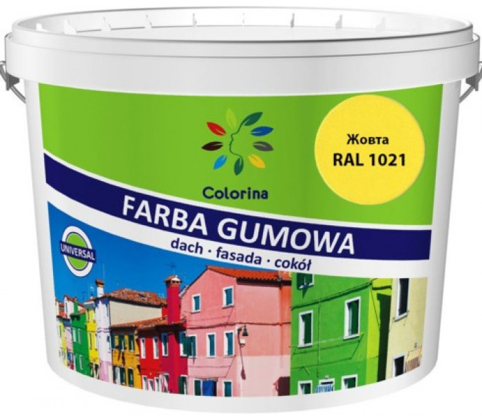 Краска резиновая для крыш "Colorina" 1,2 кг. (RAL 1021 желтая)